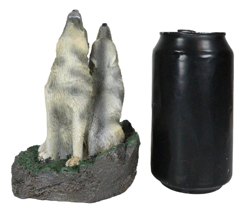 Howling Twin Gray Wolves Incense Burner Figurine 5.5 Inch Tall-3