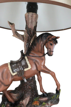Light Fantastik Chestnut Brown Horse Stallion With Saddle Table Lamp Shade-4