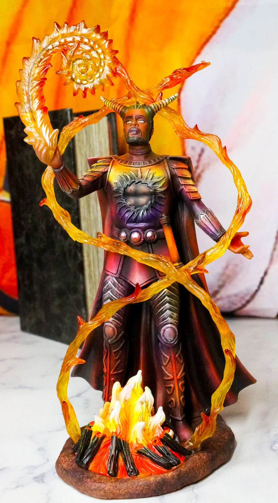 Fire Elemental Horned Wizard Sorcerer Demoniac Summoning Hellfire Magic Figurine