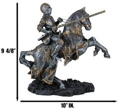 Medieval Champion Knight In Suit Of Armor With Lance On Horse Figurine-3