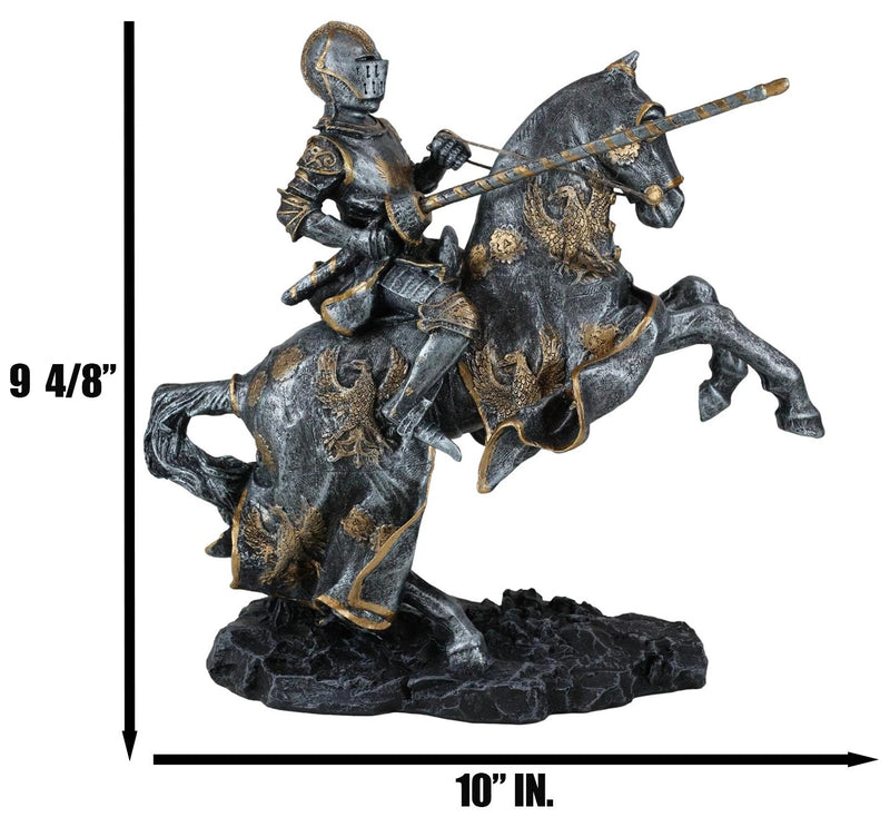 Medieval Champion Knight In Suit Of Armor With Lance On Horse Figurine-3