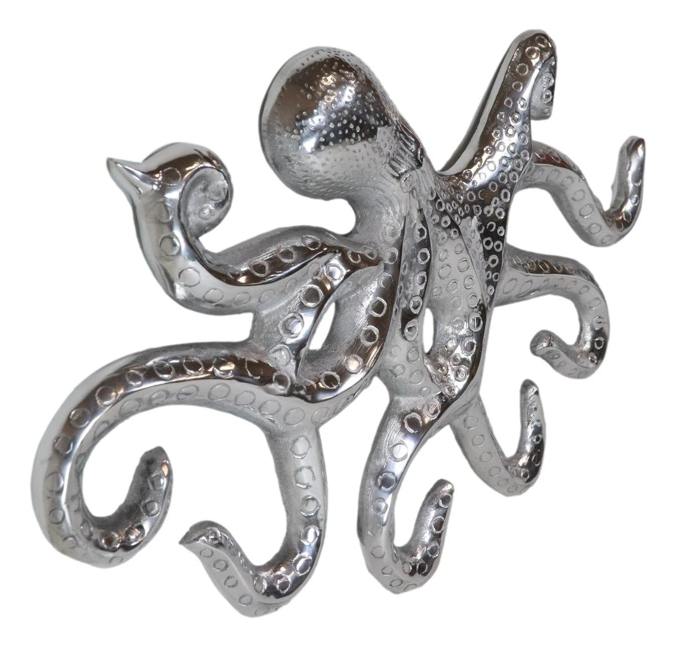 18"L Nickel Plated Aluminum Nautical Marine Sea Octopus Wall Decorative Plaque-8