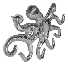 18"L Nickel Plated Aluminum Nautical Marine Sea Octopus Wall Decorative Plaque-8
