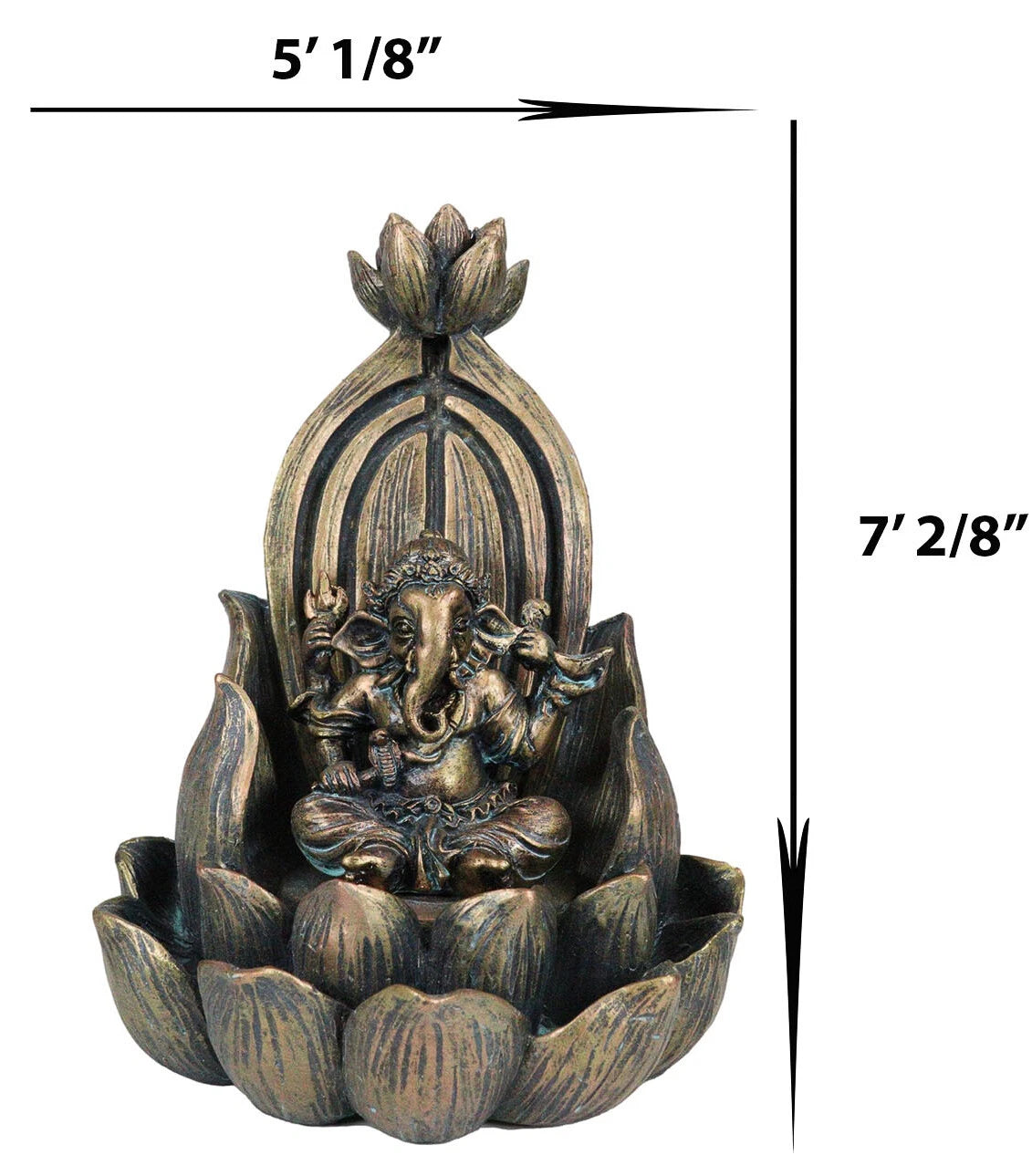 Hindu Elephant God Ganesha On Lotus Throne Backflow Cone Incense Burner Figurine-5