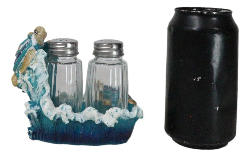 Nautical Marine Reef Sea Turtles Over Waves Salt And Pepper Shakers Holder Set-8