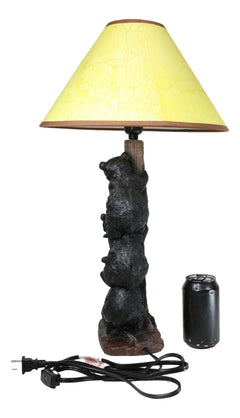 Rustic Climbing 3 Stacked Black Bear Cubs Getting Honey Table Lamp W/Shade-9