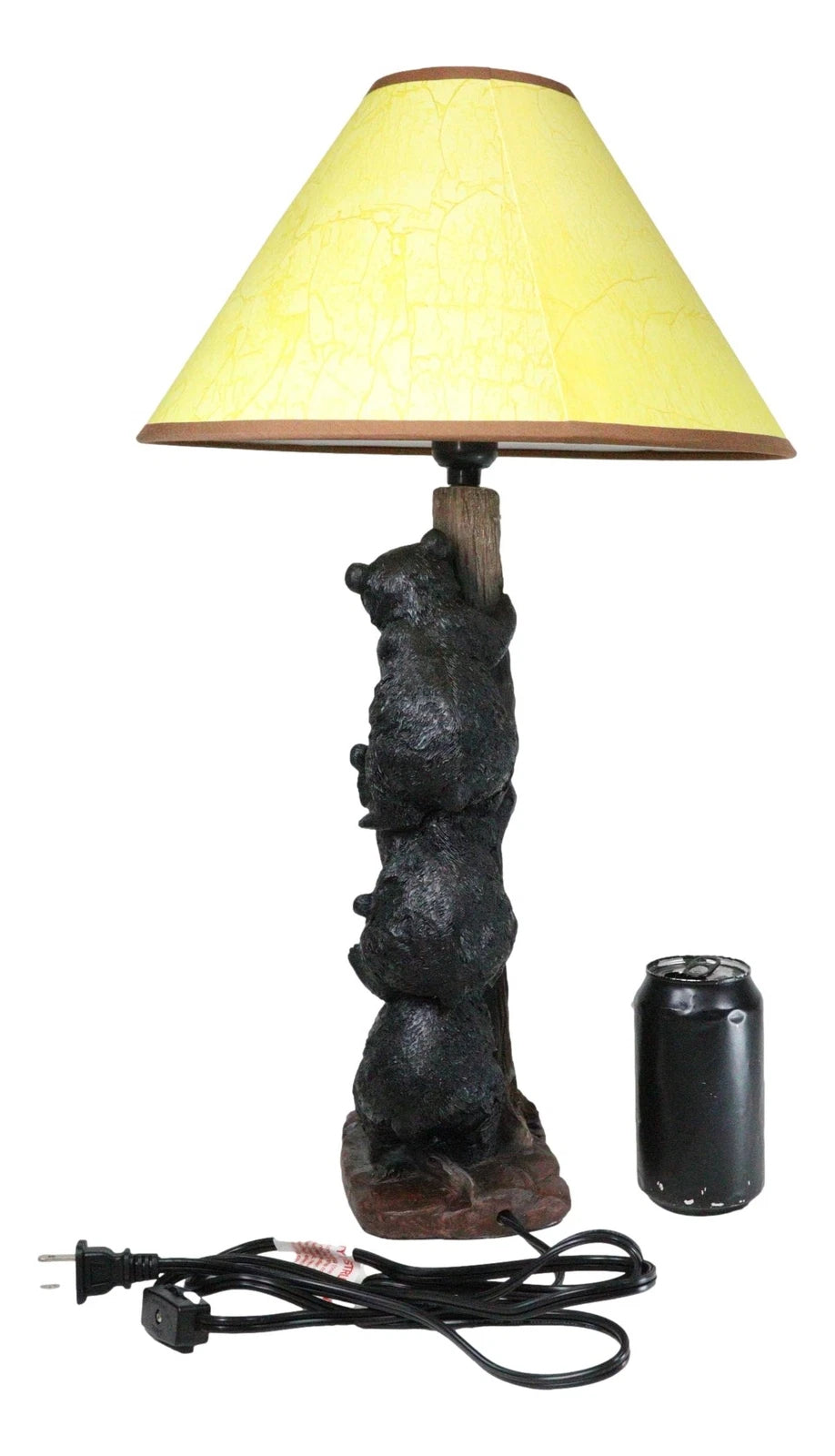 Rustic Climbing 3 Stacked Black Bear Cubs Getting Honey Table Lamp W/Shade-9