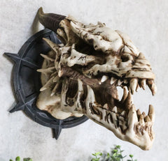 Large Chained Horned Dragon Skull Wall Trophy Decor Saint George Slain Dragon-1