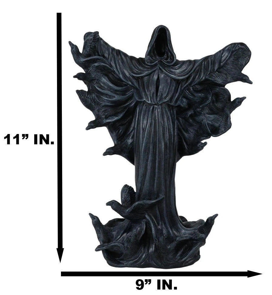 The Dark Lord Boogeyman Black Death Grim Reaper With Raven Crows Figurine-4