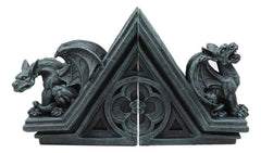 Gothic Roaring Gargoyles On Rooftop Sculptural Bookends Set 7" High Decor-4