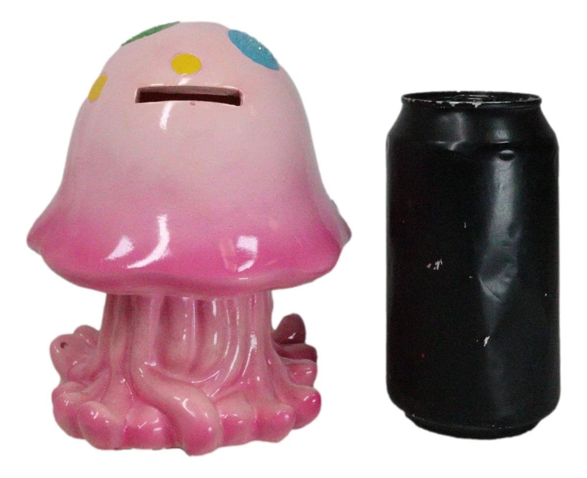 Whimsical Nautical Marine Pink Sea Jellyfish Money Coin Savings Piggy Bank-3