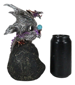 Dragón lavanda con luz LED en una montaña de lava de 8.5 pulgadas de alto. Fantasía.-6