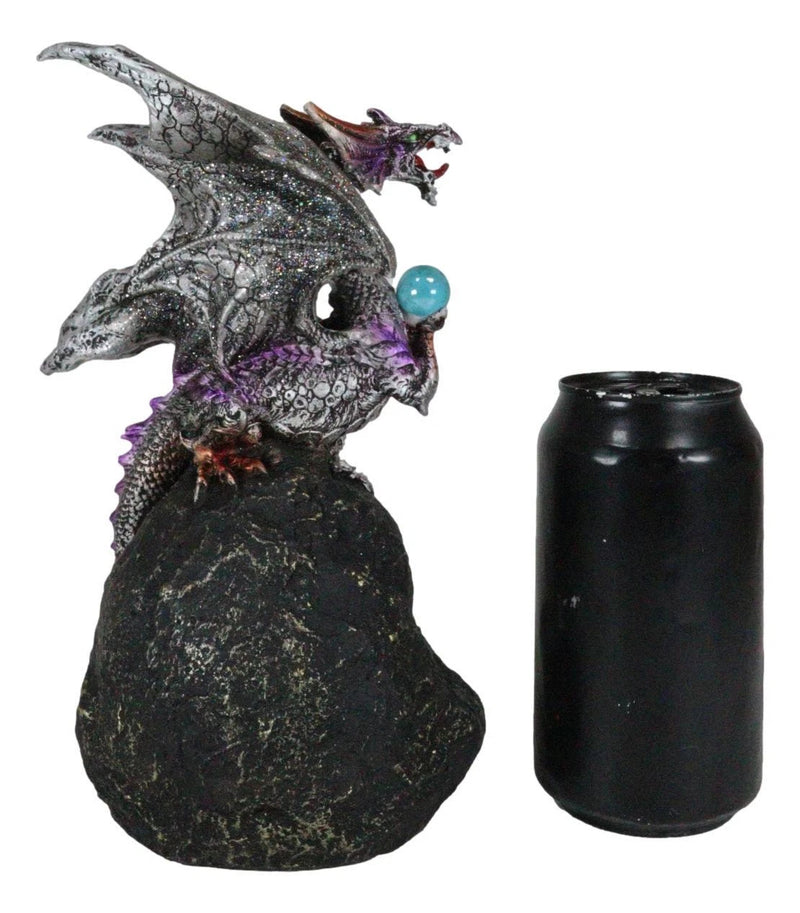 Dragón lavanda con luz LED en una montaña de lava de 8.5 pulgadas de alto. Fantasía.-6