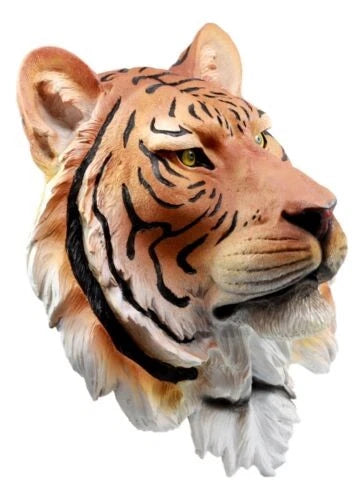 Orange Bengal Tiger Wall Bust Sculpture Tropical Jungle Predator Figure-5