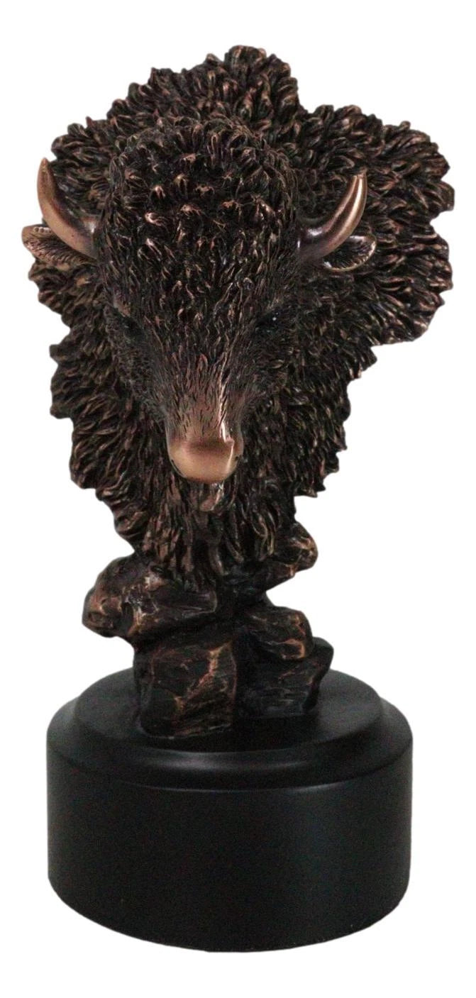 Estatua rústica de bisonte americano del suroeste con acabado en bronce galvanizado-8
