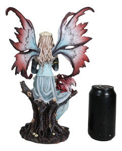 Blonde Fairy Scribe And Red Dragon Writing On Dragons Tales Scroll Figurine-5