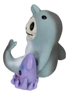 Furrybones Sonar Sea Dolphin Fish With Purple Squid Skeleton Figurine Furry Bone-5