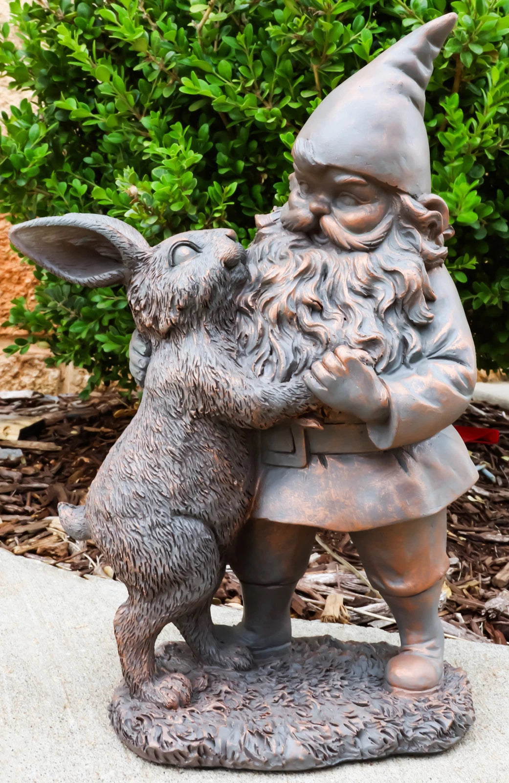 Whimsical Mr Gnome Dancing With Hare Rabbit Fairy Garden Figurine Decor Accent-1