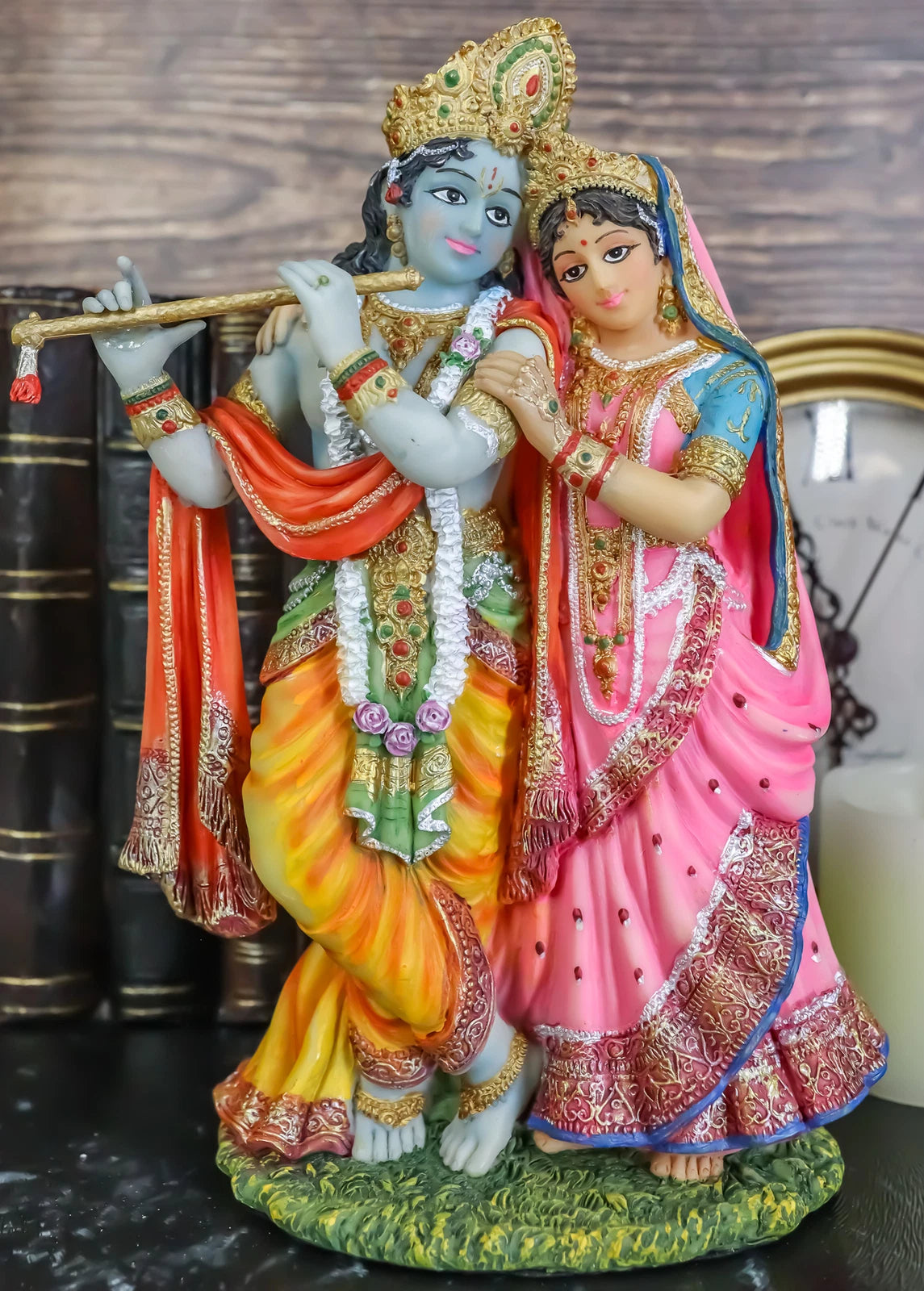 Vedic Radha And Krishna Statue Avatar Of Vishnu Shakti God's Divine Love 8"H-4