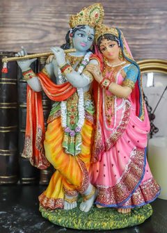 Vedic Radha And Krishna Statue Avatar Of Vishnu Shakti God's Divine Love 8"H-4