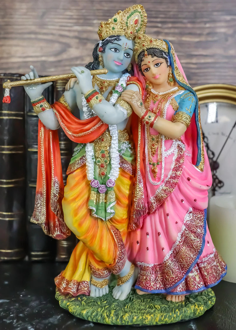 Vedic Radha And Krishna Statue Avatar Of Vishnu Shakti God's Divine Love 8"H-4