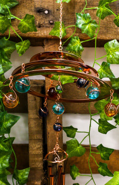Gift Spiral Galaxy Copper Metal Wind Chime With Colorful Marbles-6