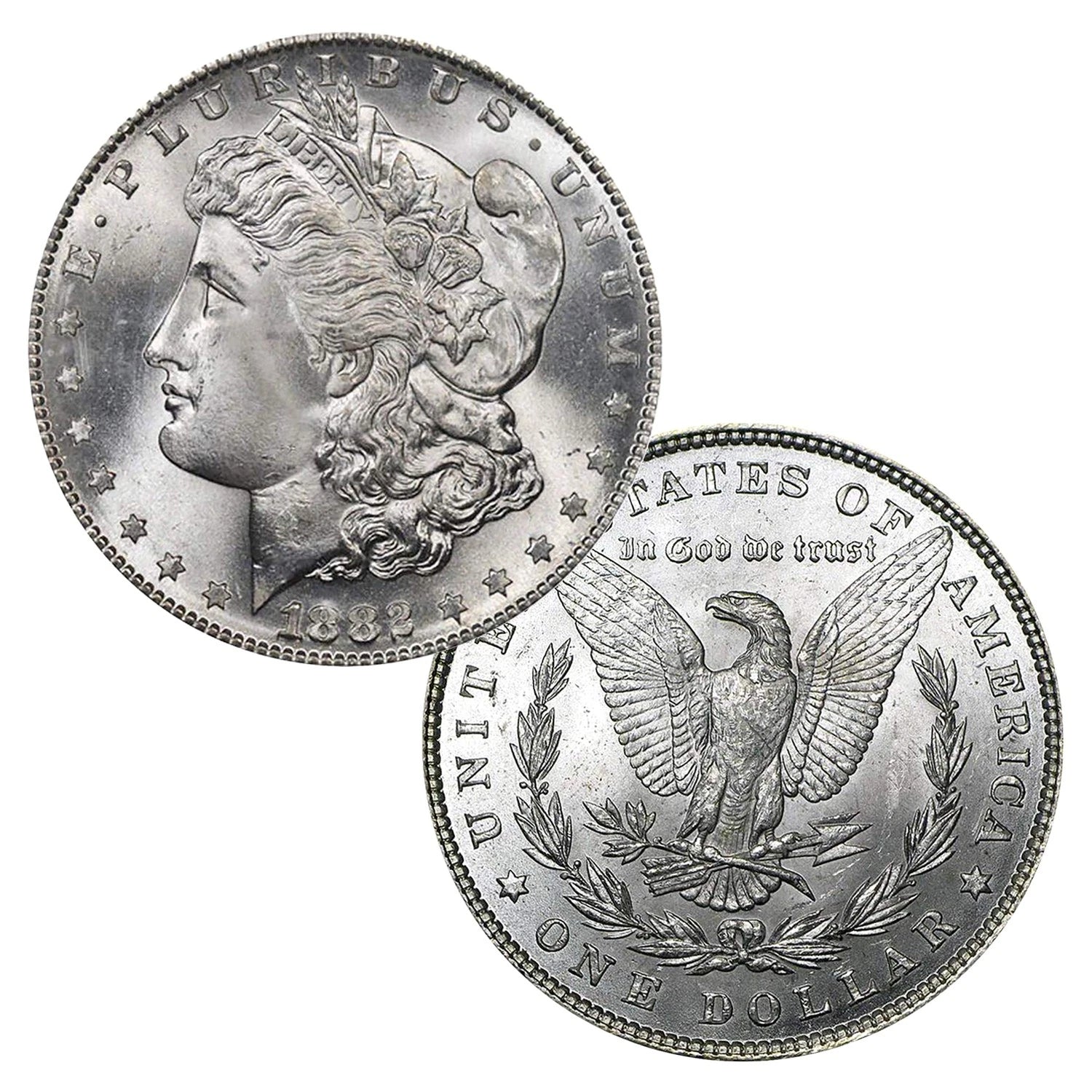 1882 P Morgan Silver Dollar $1 Brilliant Uncirculated BU 90% Silver-1
