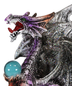 Dragón lavanda con luz LED en una montaña de lava de 8.5 pulgadas de alto. Fantasía.-8