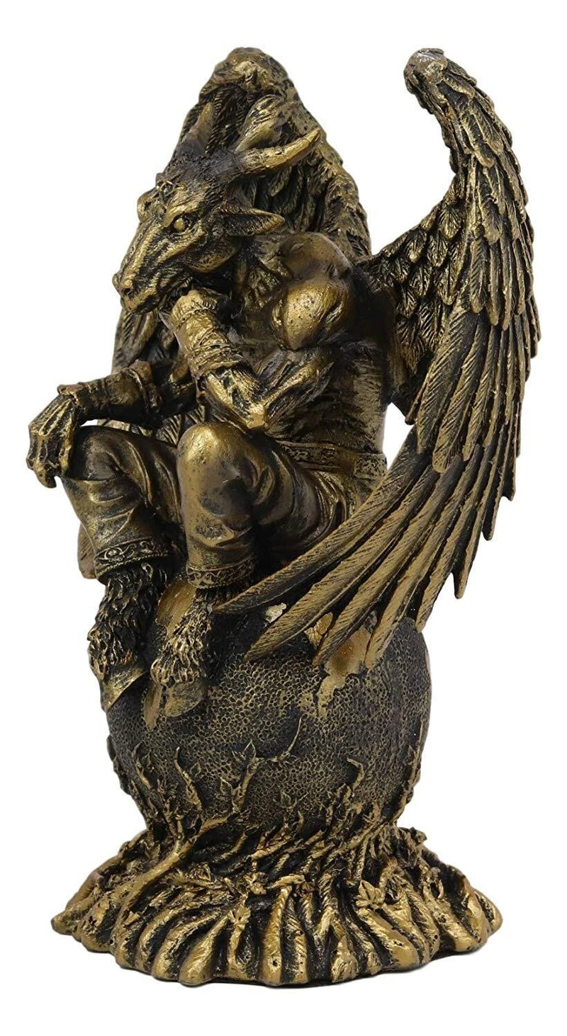 Sabbatic Goat The Thinker Baphomet Sitting On The Globe Statue 7.75"Tall-7