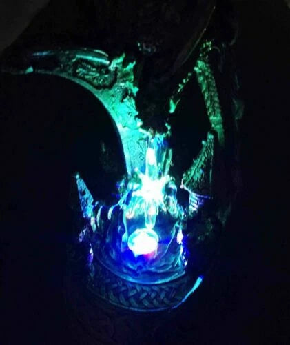 Guard Golden Axe Legendary Dragon Warrior Figurine With LED Crystal Lamp-6