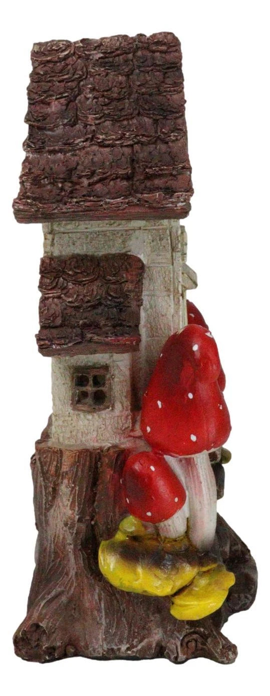 Fairy Garden LED Light Up Cottage Tree House With Toadstool Mushrooms Figurine-8
