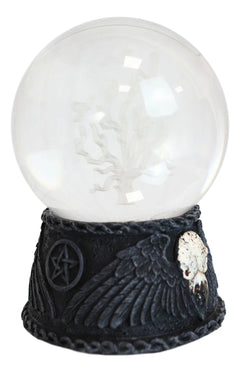 Figura de calavera de cuervo con pentagrama y esfera de cristal con luz LED que se marchita-6