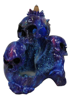 Blue Gothic 3 Ghastly Skulls LED Death Mountain Cavern Backflow Incense Burner-4