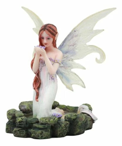 Lavender Fairy Lady Of The Lake Statue 6"Tall Water Elemental Fairy Figurine-4