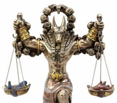 Anubis By Ankh Altar Weighing The Heart Against Feather Figurine 9" Tall-3