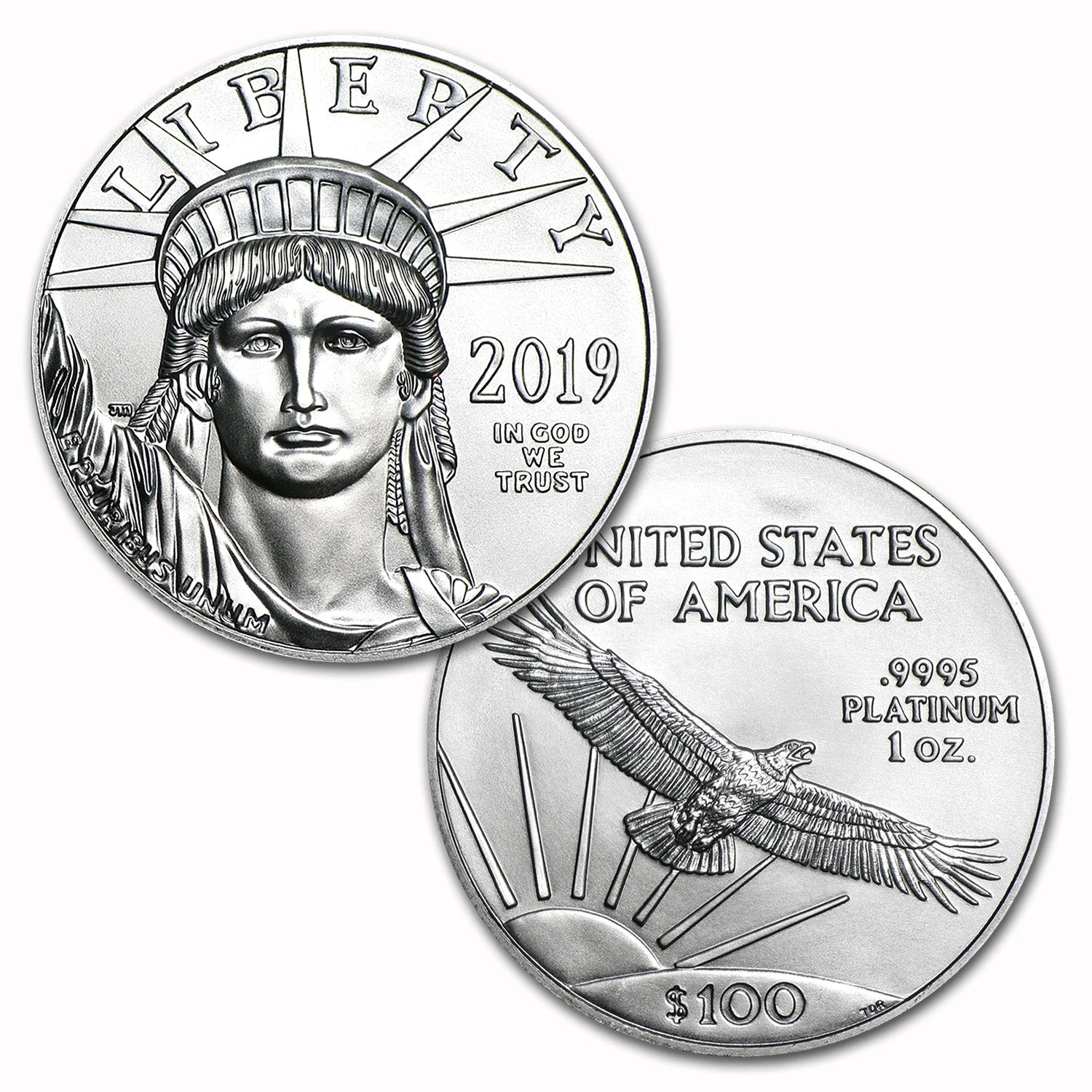 2019 $100 Platinum Eagle (1 onza) .9995 Puro $100 Brillante Sin Circular