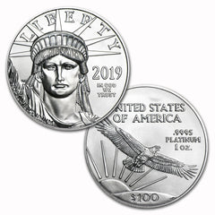 2019 $100 Platinum Eagle (1 onza) .9995 Puro $100 Brillante Sin Circular-1