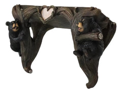 Whimsical 2 Climbing Black Bears By Forest Tree Branches Floating Wall Shelf-7