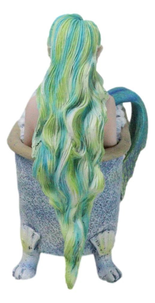 Amy Brown Aquamarine Pretty Mermaid Relaxing And Bubble Bathing in Tub Figurine-6