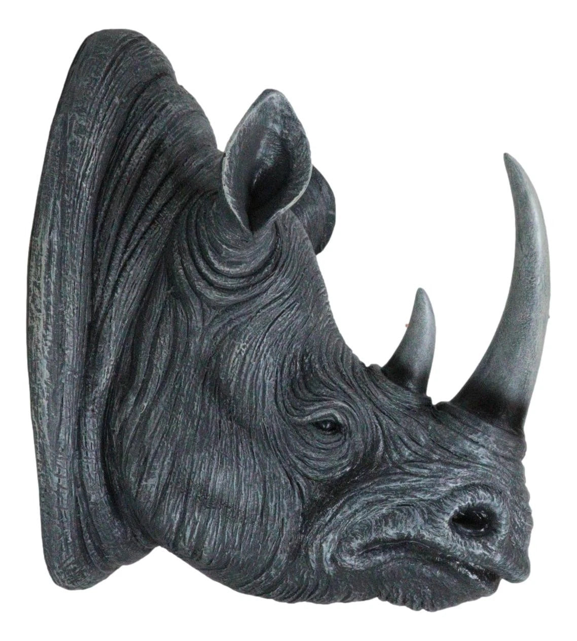 Safari Black Rhino Wall Plaque 14.5"H Taxidermy Rhinoceros Wall Decor Sculpture-6