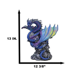 Ryvthys Air Elemental Blue Wind Rainbow Winged Dragon On Lightning Clouds Statue-6