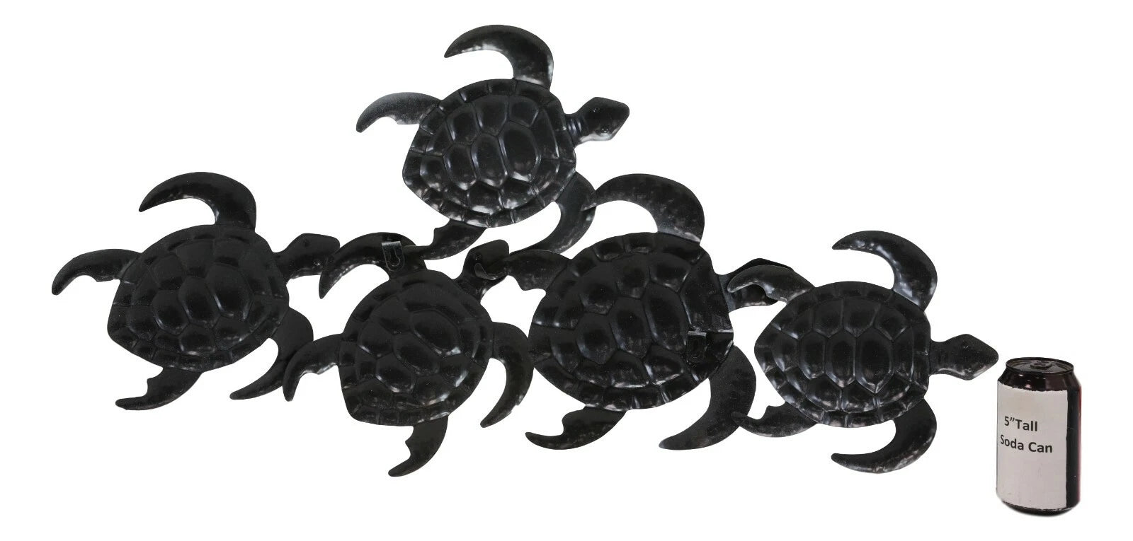 Large Aluminum Swimming Bale of 5 Marine Sea Turtle Hatchlings Wall Decor Plaque-3