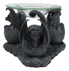Fantasy Trio Gargoyle Dragons in Eggs Hatchling Candle Oil Burner Figurine-5