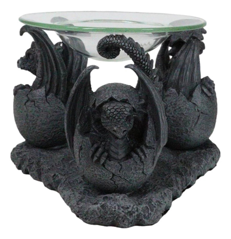Fantasy Trio Gargoyle Dragons in Eggs Hatchling Candle Oil Burner Figurine-5