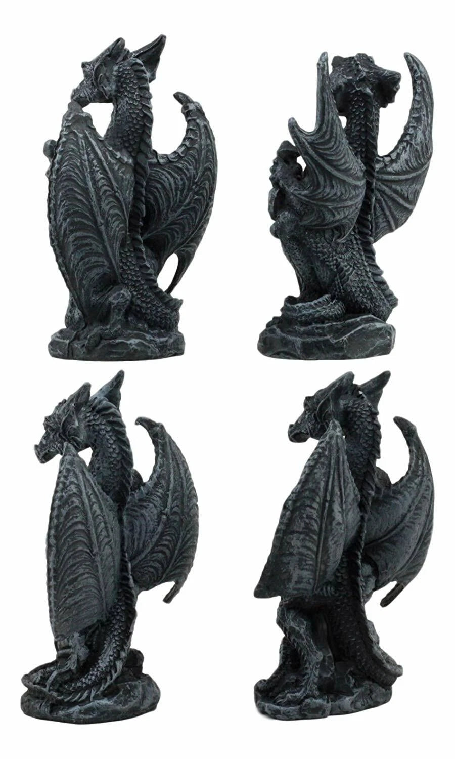 Faux Stone Fantasy Sentinel Guardian Dragons Statue Set Of 4 Dragon Miniatures-5
