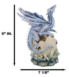 Luna Shylo Arctic Frost Dragon Emerging From Frozen Crystal Egg Hatchling Statue-4