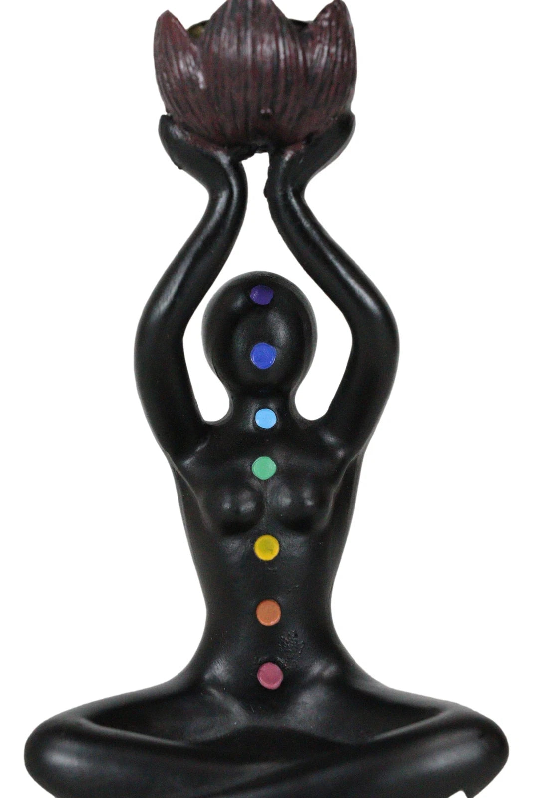 Black Yoga Meditation Avatar With 7 Chakra Zone Colors Backflow Incense Burner-6