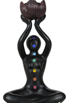 Black Yoga Meditation Avatar With 7 Chakra Zone Colors Backflow Incense Burner-6