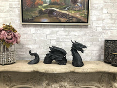 Swimming Castle Moat Dragon Lawn Garden Centerpiece Statue 3 Piece 21"L Total-2
