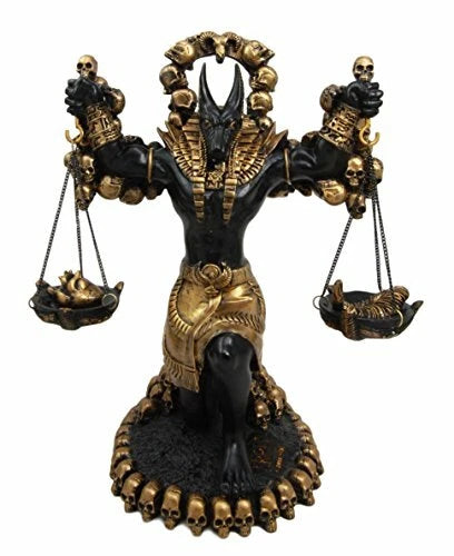 Anubis Statue Ankh Altar Weighing The Heart Against Feather Figurine 9"H-5